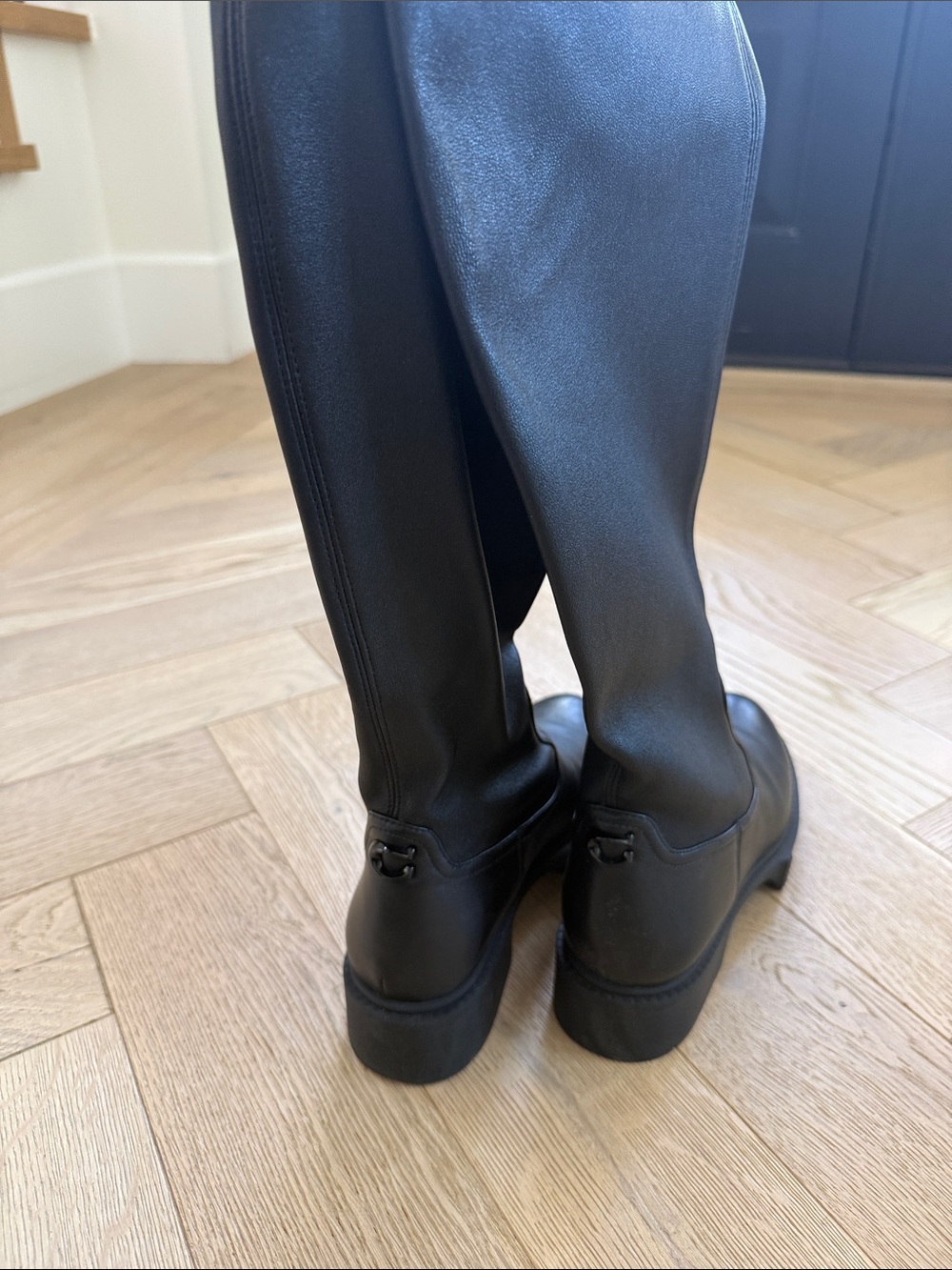 Coach Black Leather Over-the-Knee Lug-Sole Boots - Picture 5 of 7